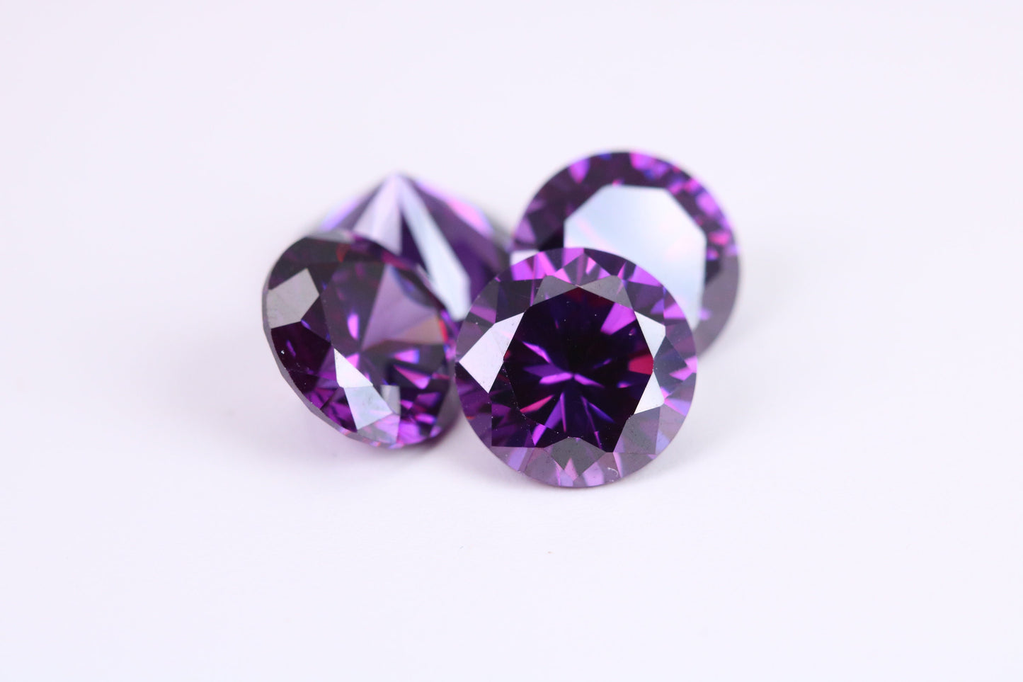 12 mm Round cut AAA Grade Amethyst Cubic Zirconia, Top Colour and Luster, Calibrated Sizing, Multi Pack Buying Options