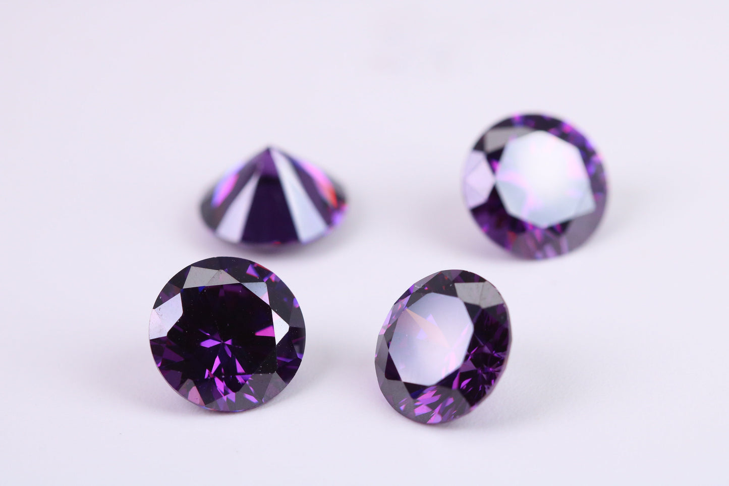 12 mm Round cut AAA Grade Amethyst Cubic Zirconia, Top Colour and Luster, Calibrated Sizing, Multi Pack Buying Options
