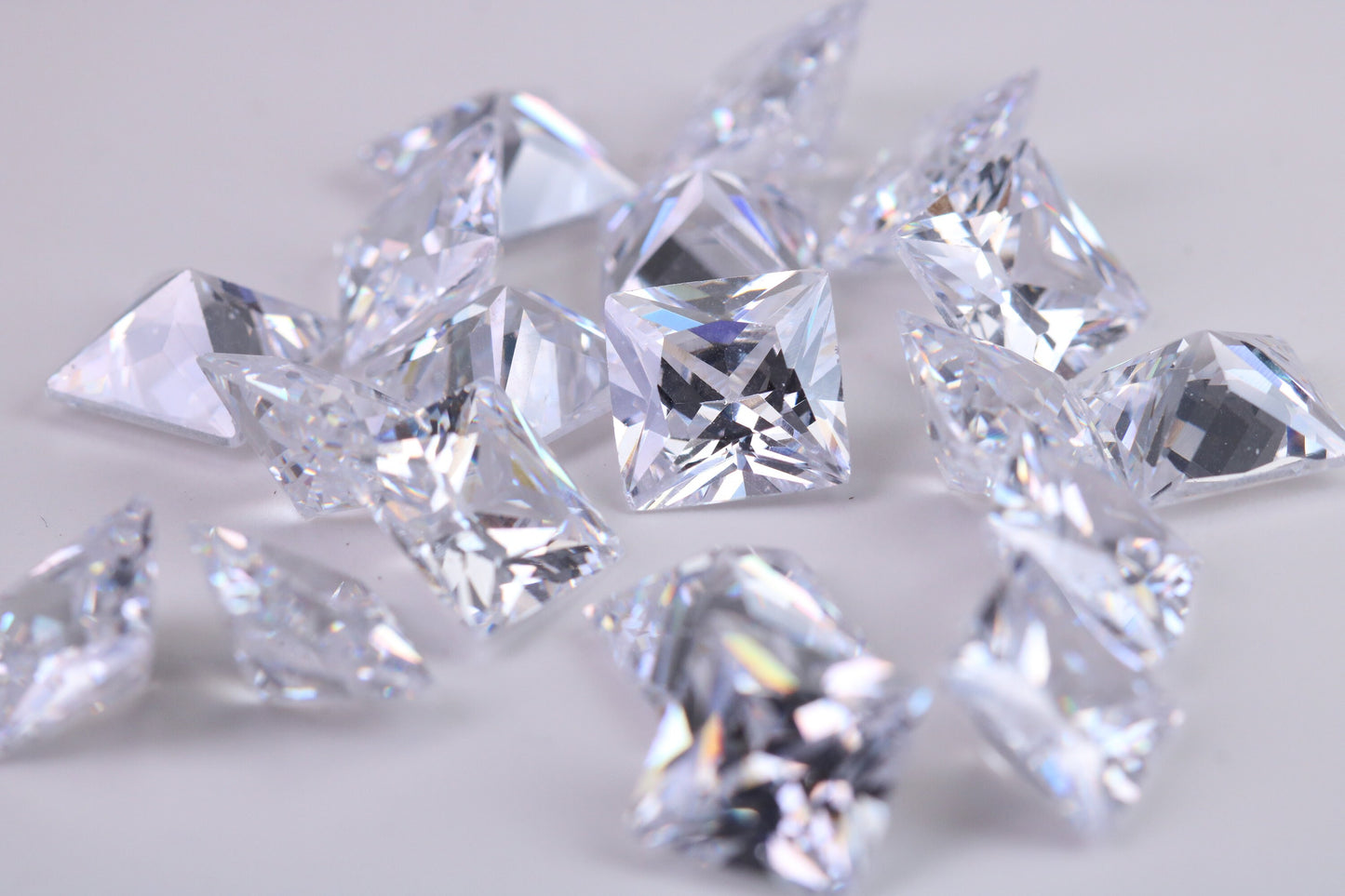 Square cut AAA Grade Diamond White Cubic Zirconia, Top Colour and Luster, Choice of Sizes, Calibrated Sizing, Multi Packs