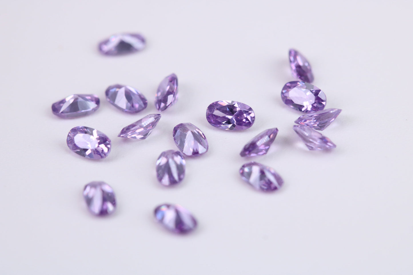 Oval cut AAA Grade Amethyst Cubic Zirconia, Top Colour and Luster, Choice of Sizes, Calibrated Sizing, Multi Pack of 10