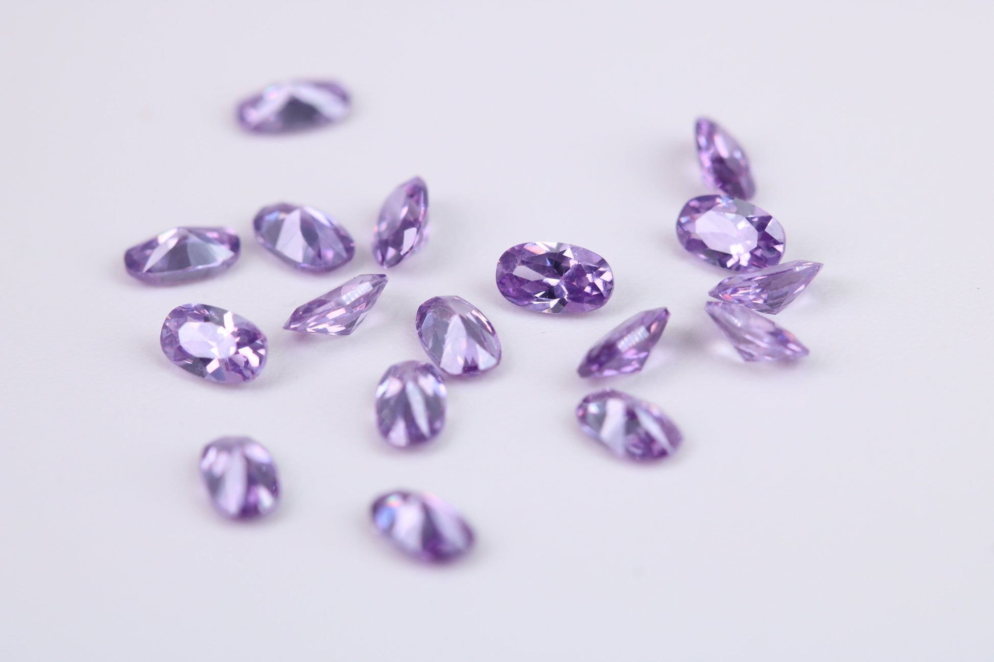 Oval cut AAA Grade Amethyst Cubic Zirconia, Top Colour and Luster, Choice of Sizes, Calibrated Sizing, Multi Pack of 10