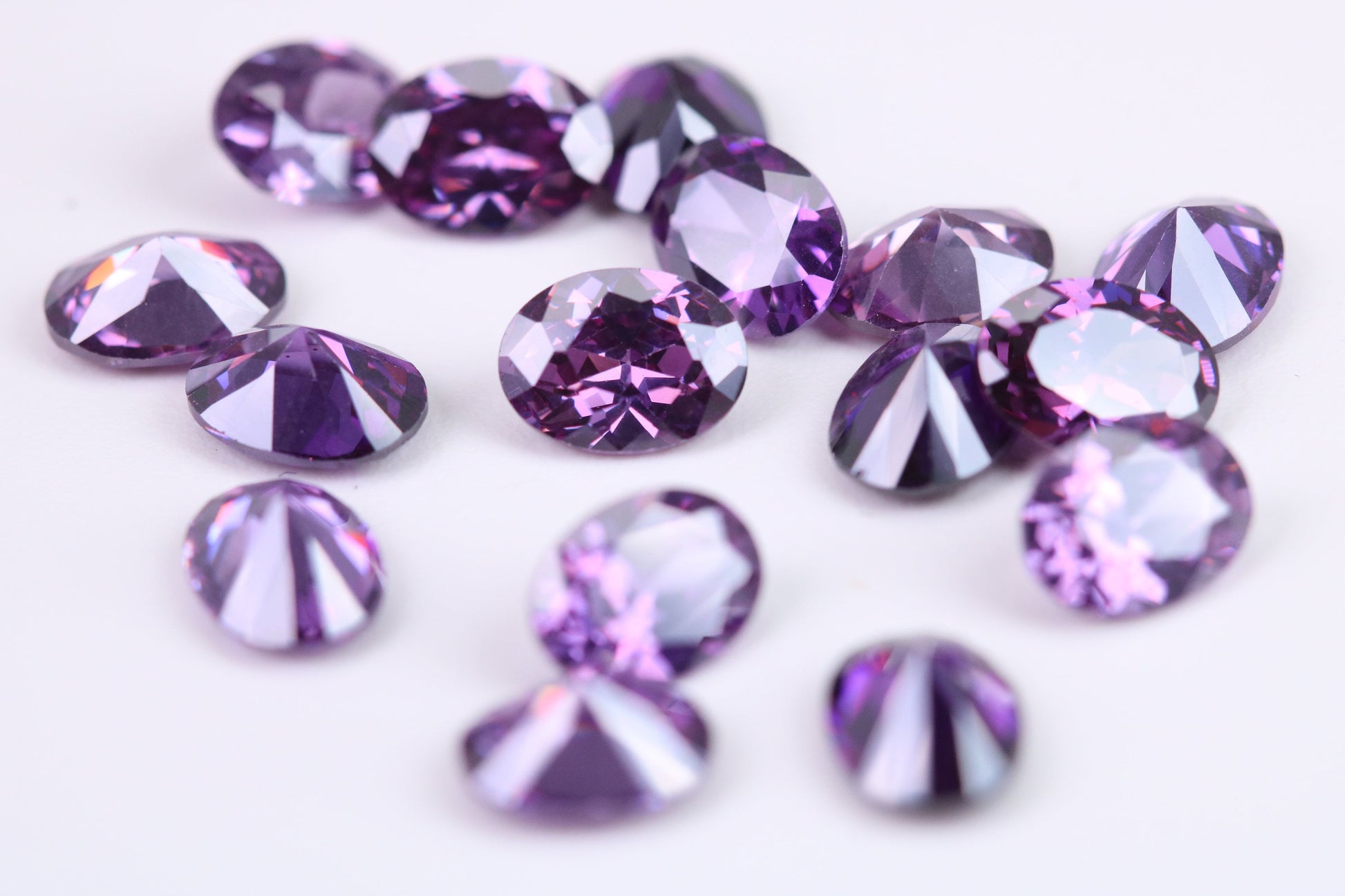 Oval cut AAA Grade Amethyst Cubic Zirconia, Top Colour and Luster, Choice of Sizes, Calibrated Sizing, Multi Pack of 10
