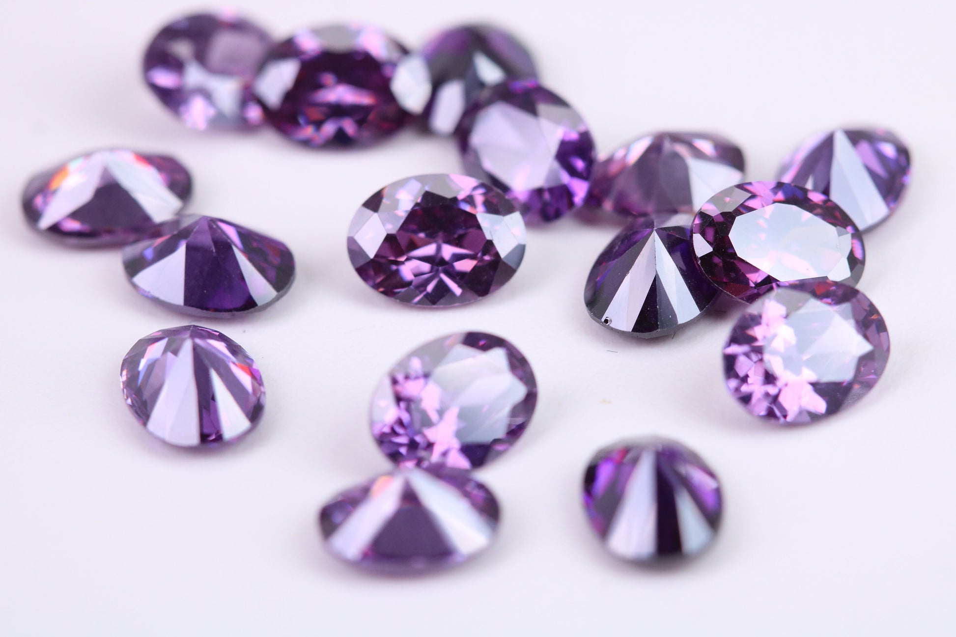 Oval cut AAA Grade Amethyst Cubic Zirconia, Top Colour and Luster, Choice of Sizes, Calibrated Sizing, Multi Pack of 10