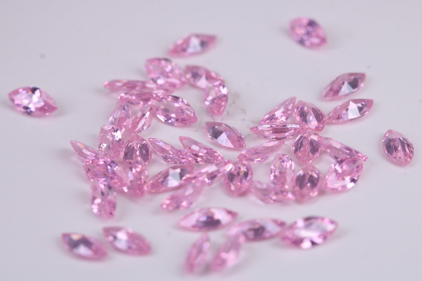 Marquise cut AAA Grade Pink Cubic Zirconia, Top Colour and Luster, Choice of Sizes, Calibrated Sizing, Multi Pack of 10