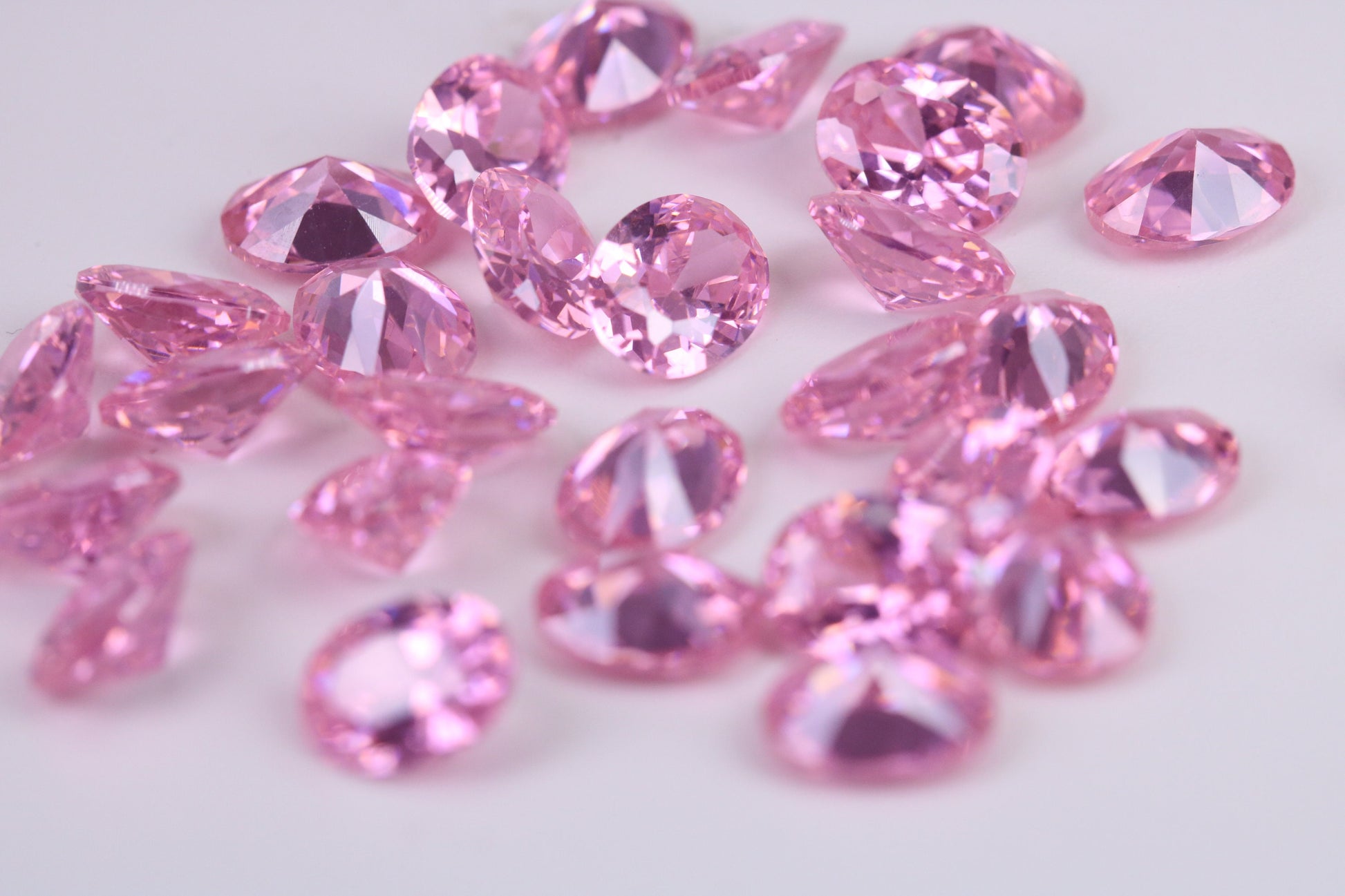 Oval cut AAA Grade Pink Cubic Zirconia, Top Colour and Luster, Choice of Sizes, Calibrated Sizing, Multi Pack of 10