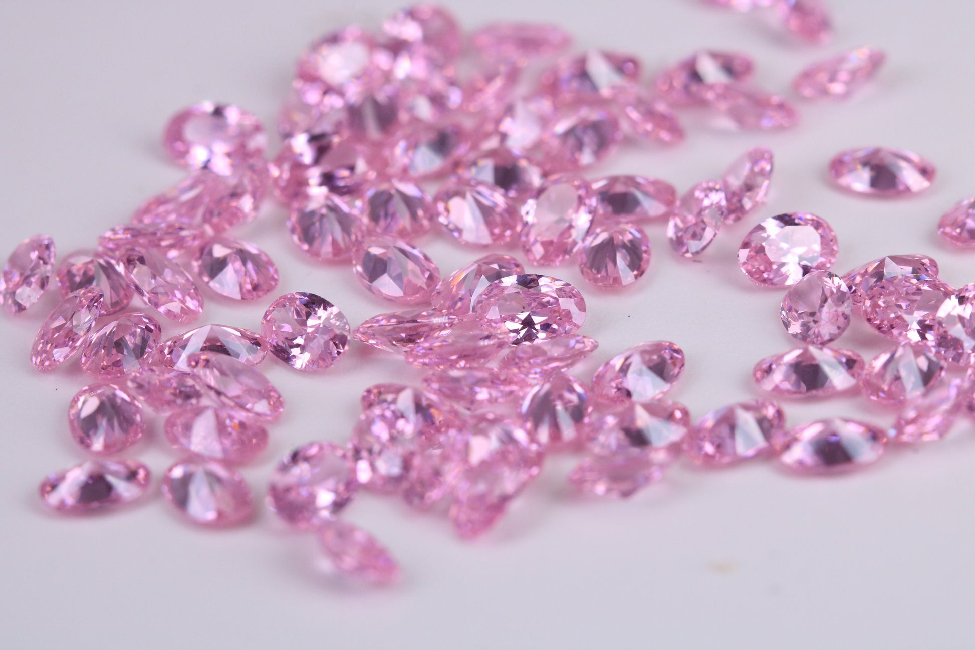 Oval cut AAA Grade Pink Cubic Zirconia, Top Colour and Luster, Choice of Sizes, Calibrated Sizing, Multi Pack of 10