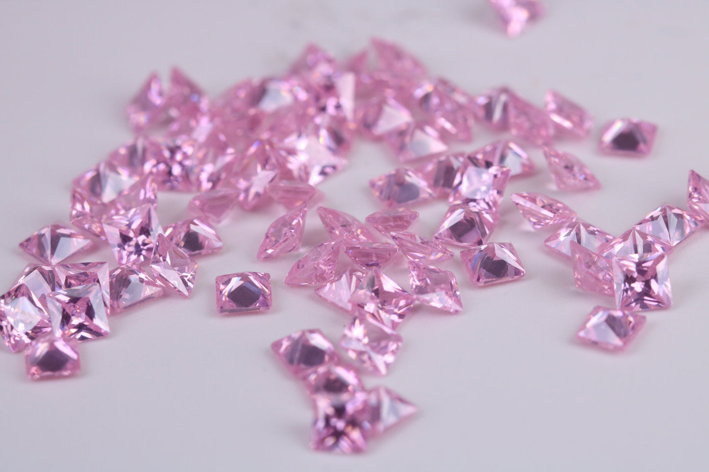 Square cut AAA Grade Pink Cubic Zirconia, Top Colour and Luster, Choice of Sizes, Calibrated Sizing, Multi Packs