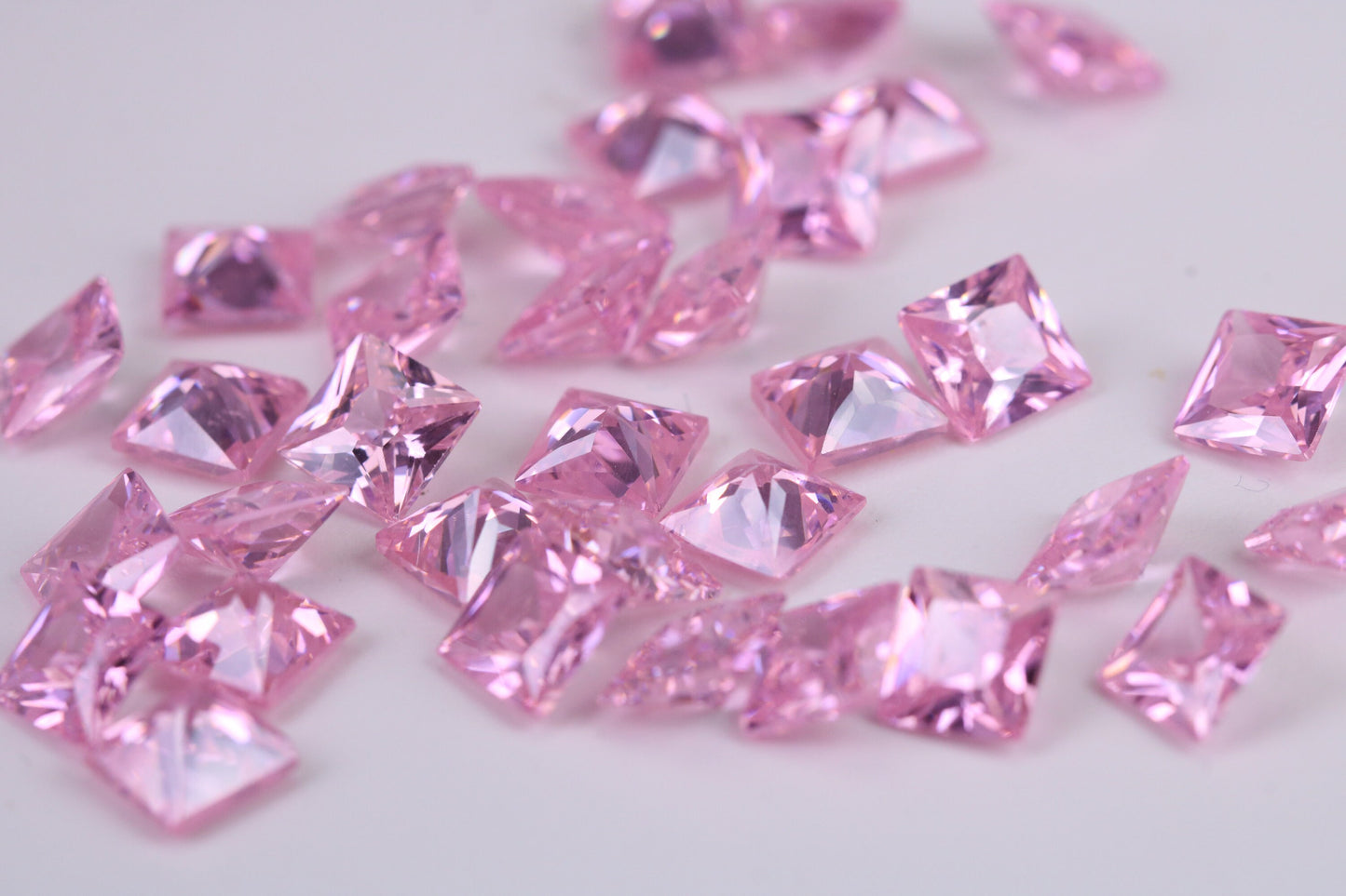 Square cut AAA Grade Pink Cubic Zirconia, Top Colour and Luster, Choice of Sizes, Calibrated Sizing, Multi Packs