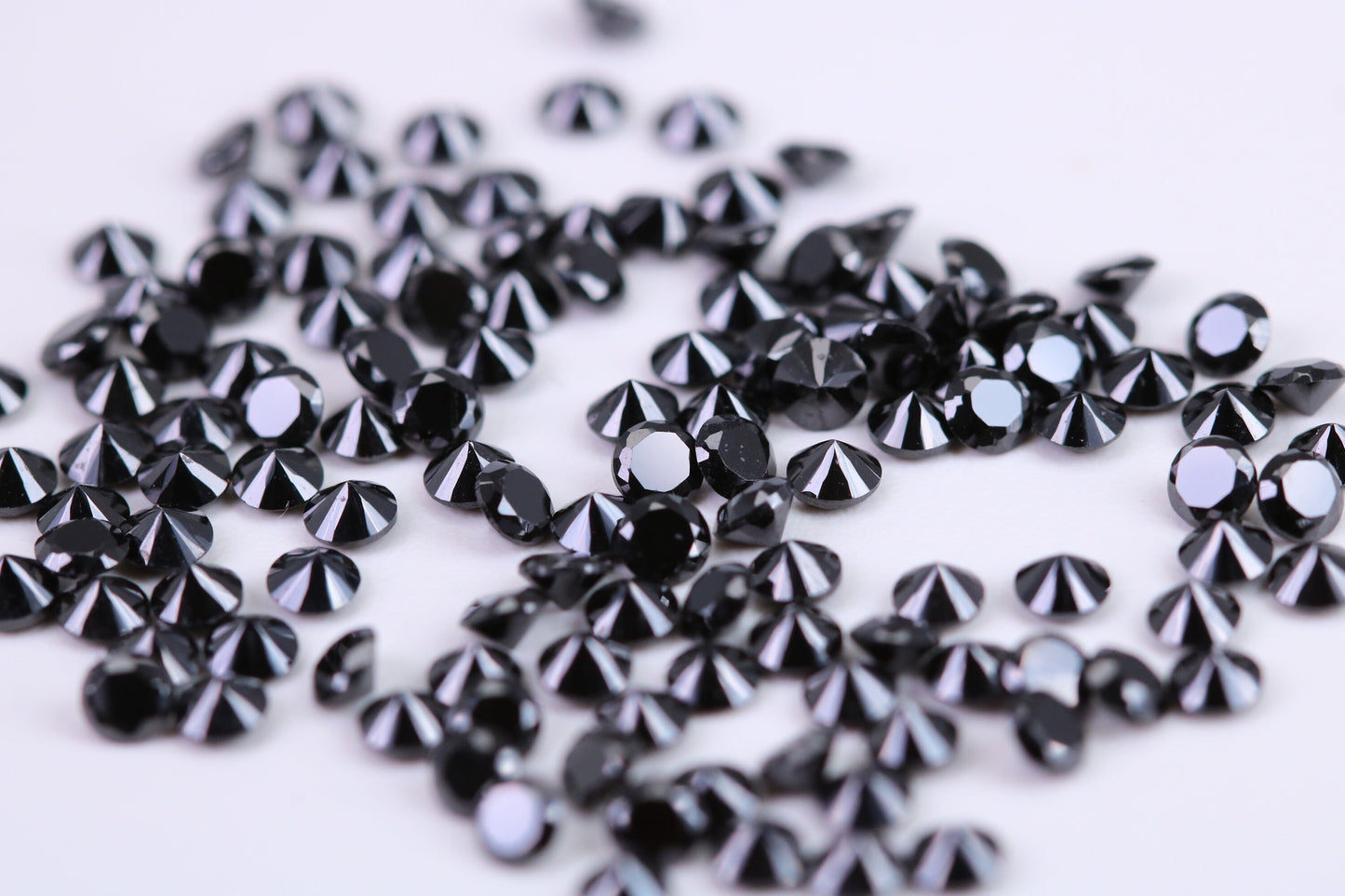 Round cut AAA Grade Jet Black Cubic Zirconia, Top Colour and Luster, Choice of Sizes, Calibrated Sizing, Multi Packs