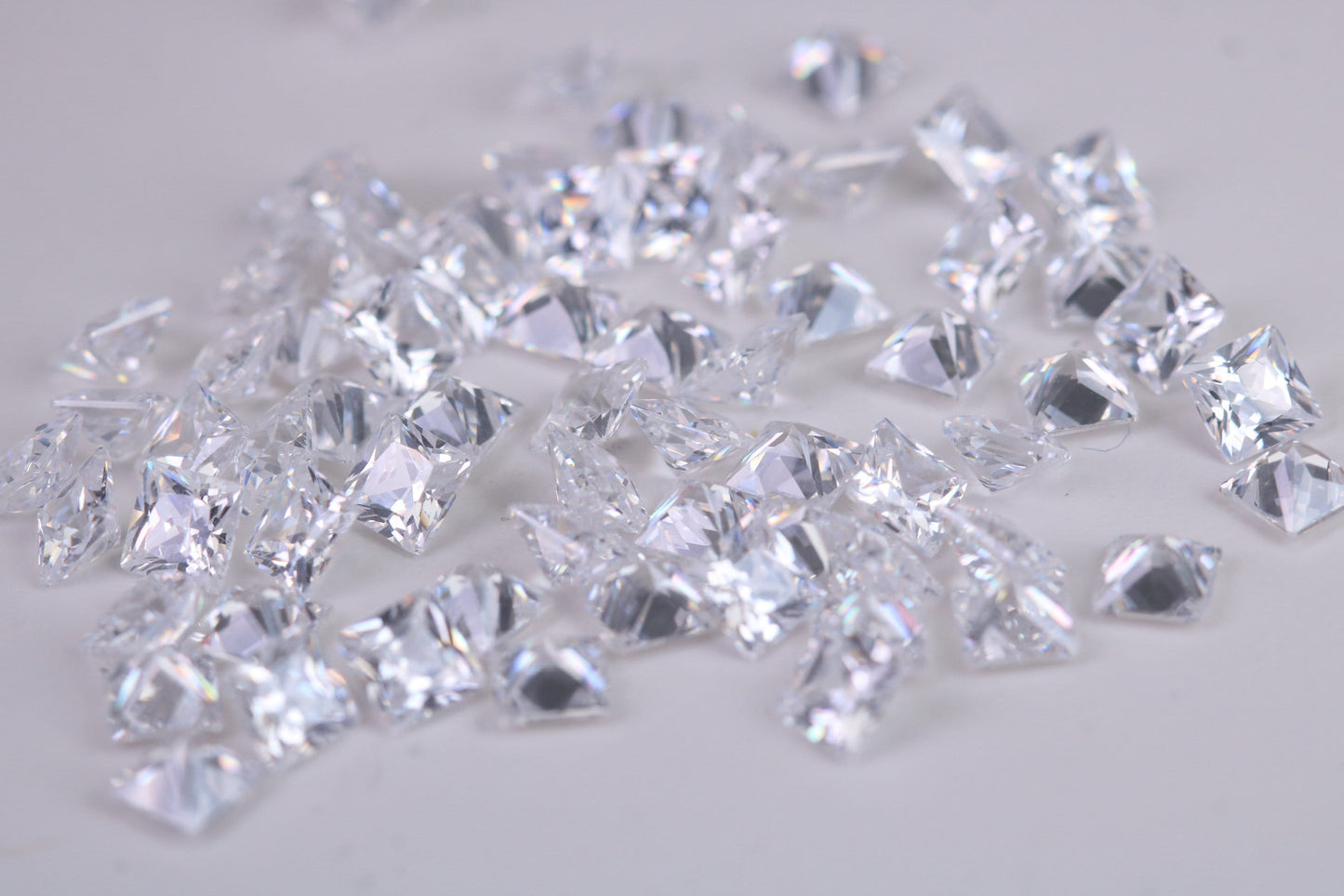 Square cut AAA Grade Diamond White Cubic Zirconia, Top Colour and Luster, Choice of Sizes, Calibrated Sizing, Multi Packs
