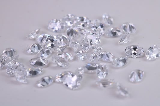 Oval cut AAA Grade Diamond White Cubic Zirconia, Top Colour and Luster, Choice of Sizes, Calibrated Sizing, Multi Pack of 10