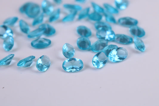 Oval cut AAA Grade Light Blue Topaz Cubic Zirconia, Top Colour and Luster, Choice of Sizes, Calibrated Sizing, Multi Pack of 10