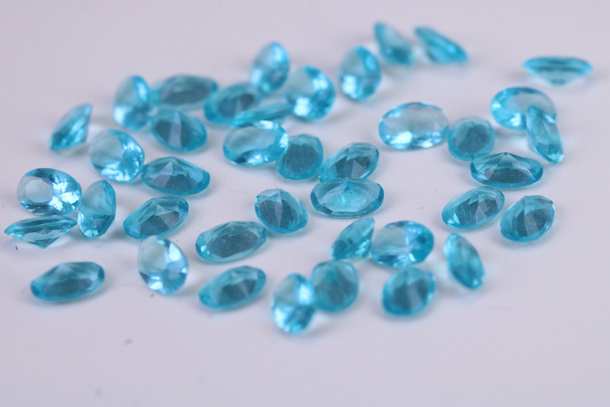 Oval cut AAA Grade Light Blue Topaz Cubic Zirconia, Top Colour and Luster, Choice of Sizes, Calibrated Sizing, Multi Pack of 10