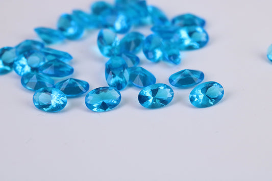 Oval cut AAA Grade Blue Topaz Cubic Zirconia, Top Colour and Luster, Choice of Sizes, Calibrated Sizing, Multi Pack of 10