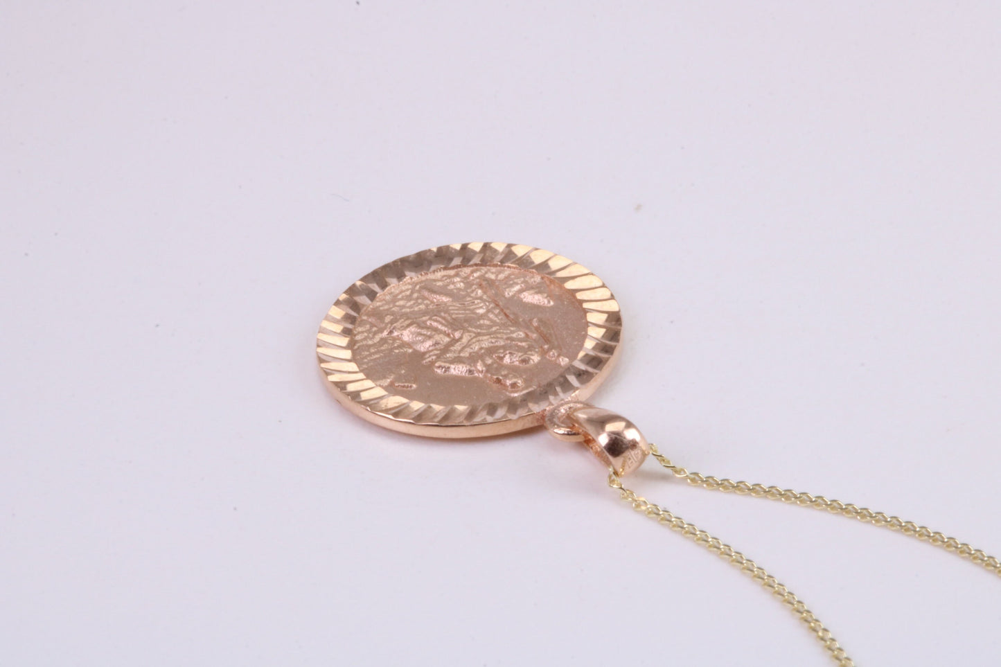St Christopher Necklace Together with 18 Inch Long Chain, Made from Solid Yellow Gold, British Hallmark