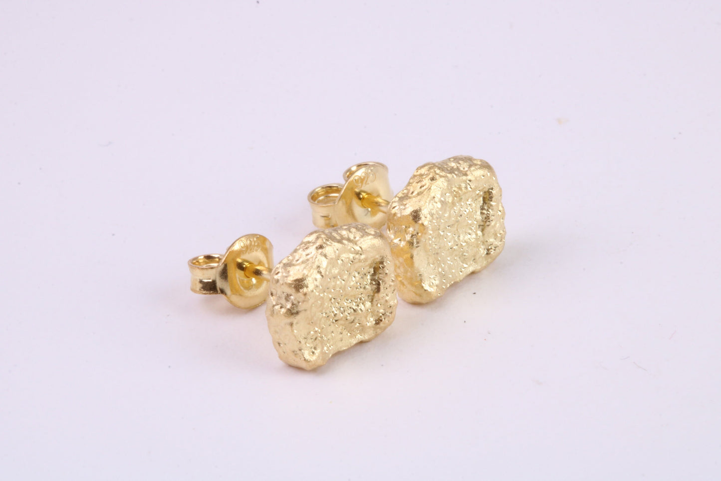 Gold Nugget Stud Earrings, Very Dressy, Made from Solid 925 Grade Sterling Silver and 18ct Yellow Gold Plated