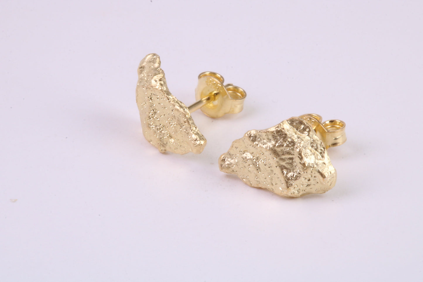 Gold Nugget Stud Earrings, Very Dressy, Made from Solid 925 Grade Sterling Silver and 18ct Yellow Gold Plated