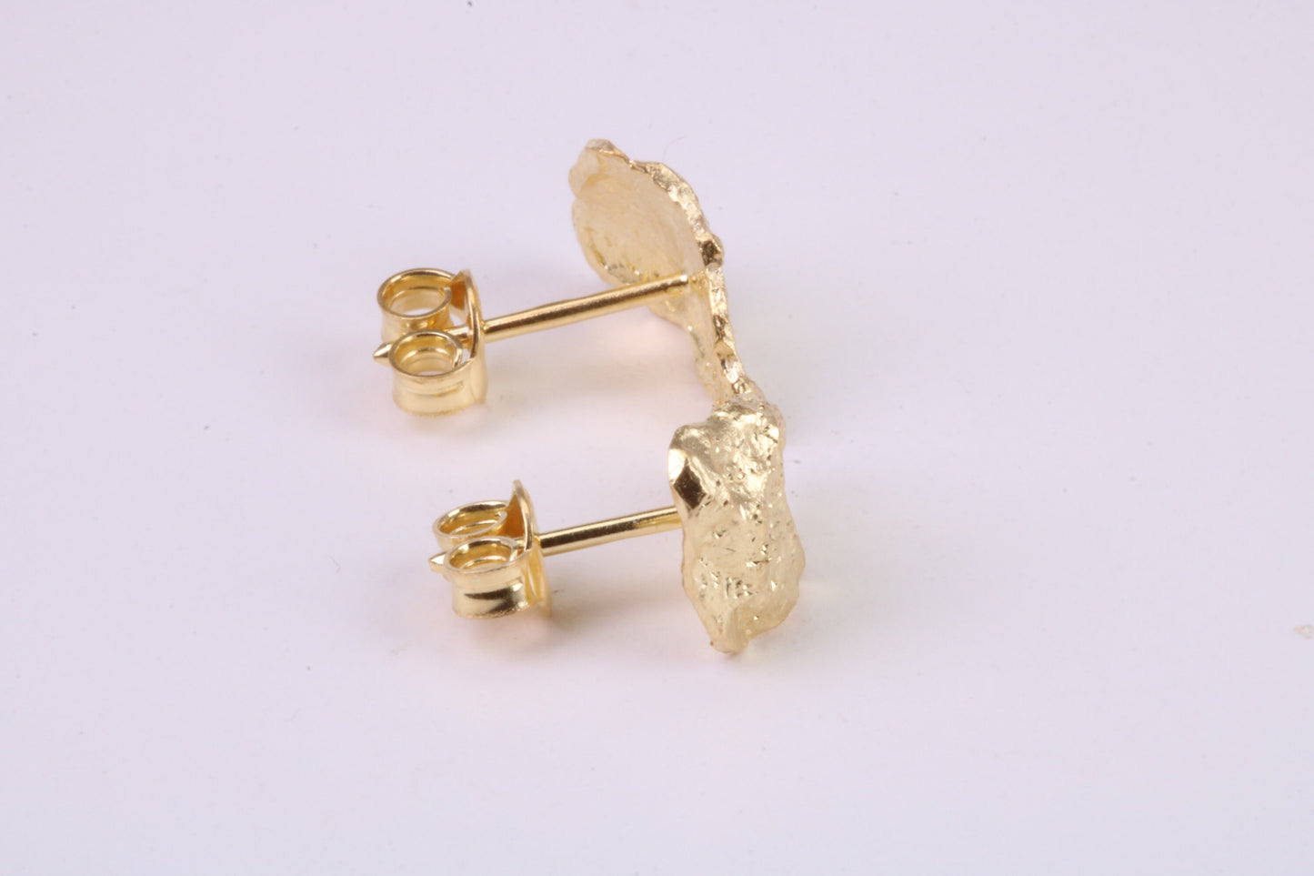 Gold Nugget Stud Earrings, Very Dressy, Made from Solid 925 Grade Sterling Silver and 18ct Yellow Gold Plated