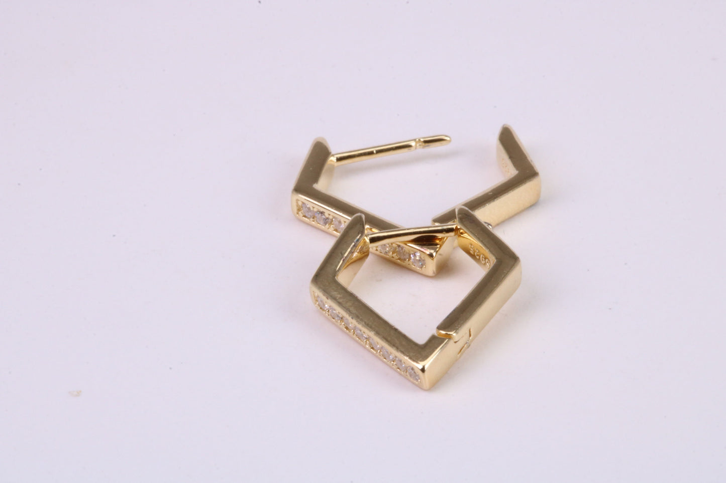 Diamond and Gold Look Half Hoop Earrings, Very Dressy, Made from Solid 925 Grade Sterling Silver and 18ct Yellow Gold Plated