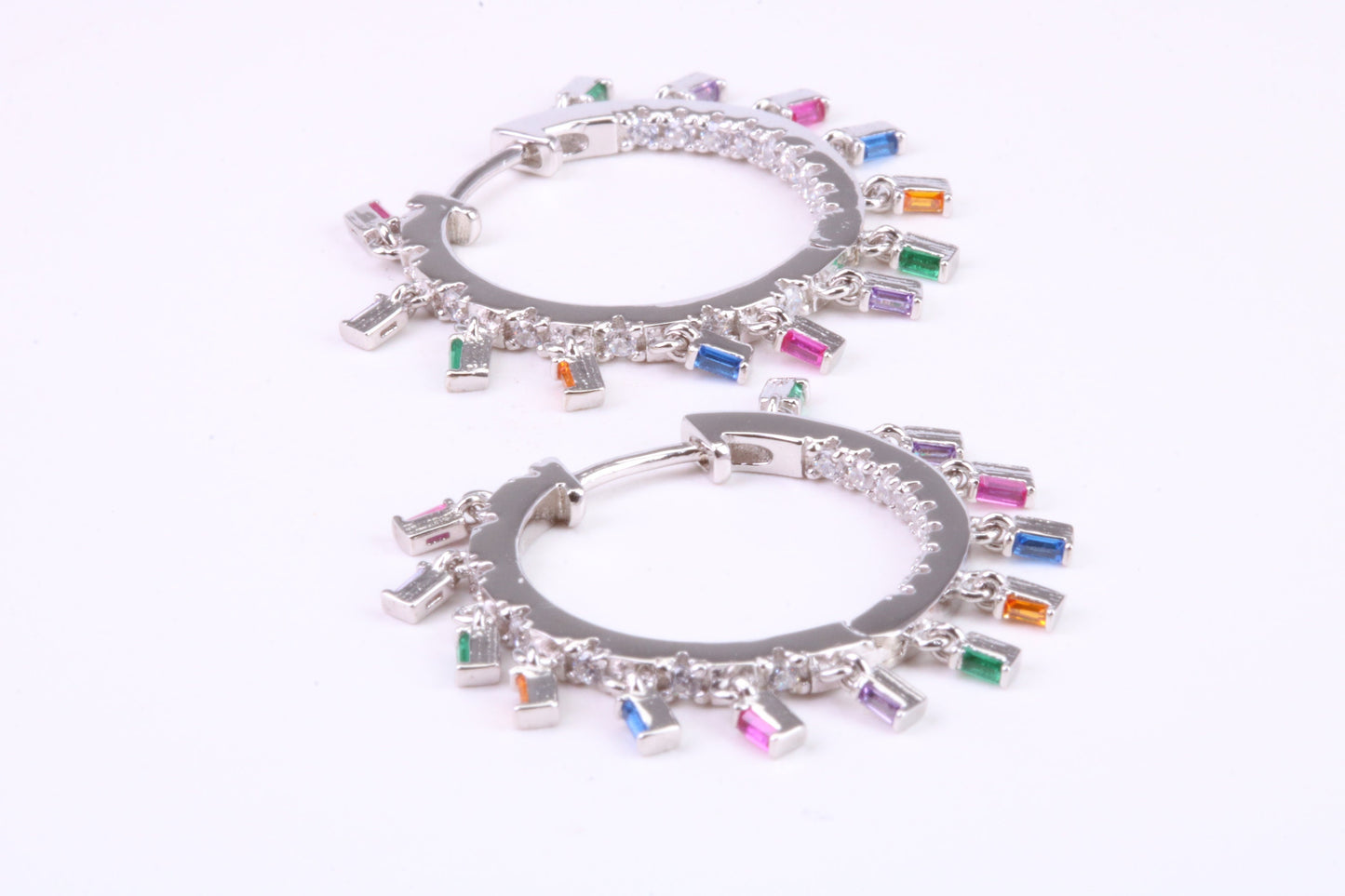 26 mm Round Rainbow Hoop Creole Earrings Made from 925 Grade Sterling Silver