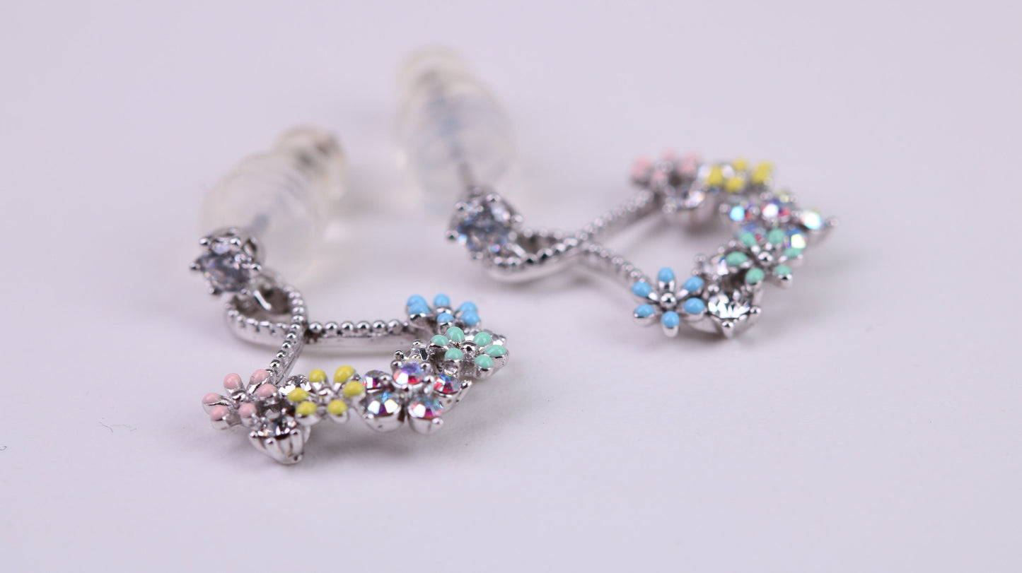 Rainbow Dropper Earrings Made from 925 Grade Sterling Silver