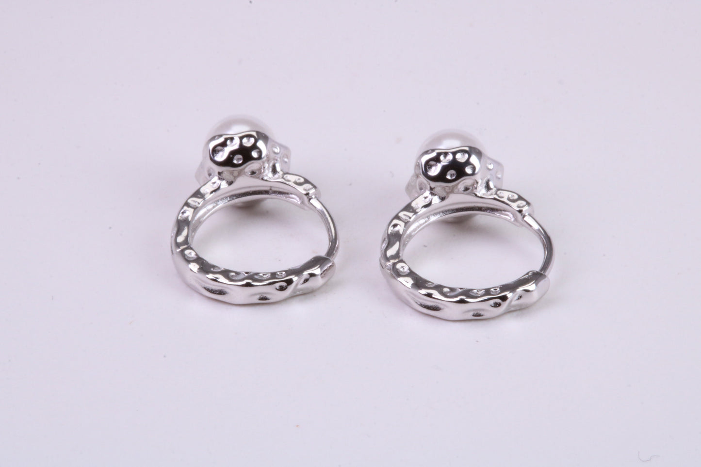 Natural Pearl set Hoop Earrings, set in Solid Silver