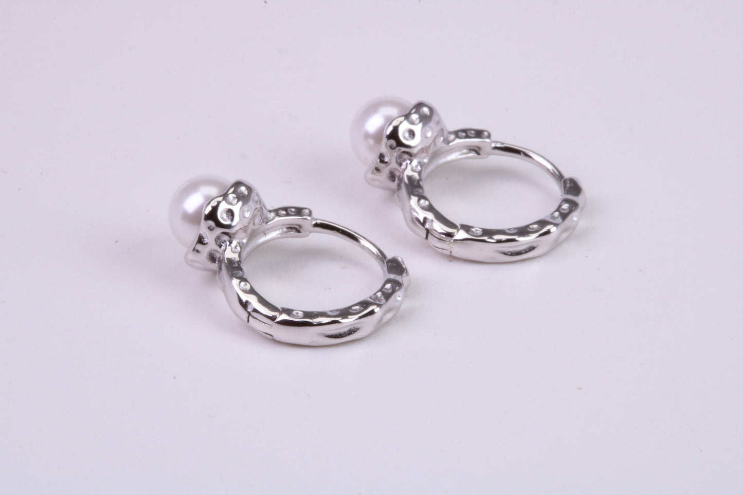 Natural Pearl set Hoop Earrings, set in Solid Silver