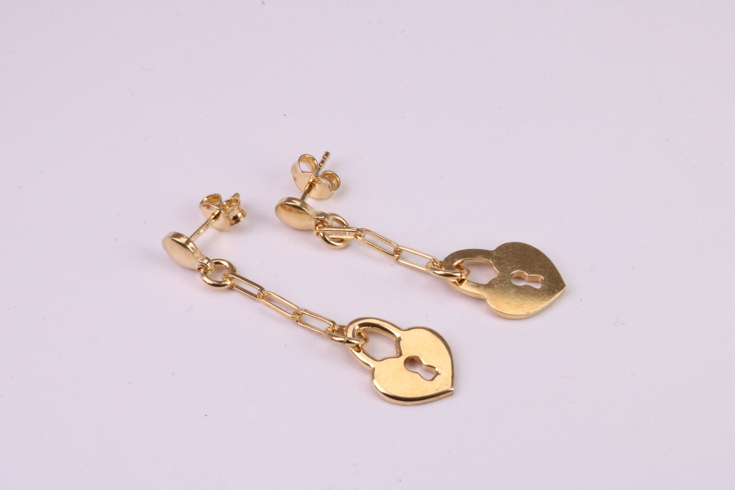 Lock Dropper Earrings, Made from Solid 925 Grade Sterling Silver and 18ct Yellow Gold Plated