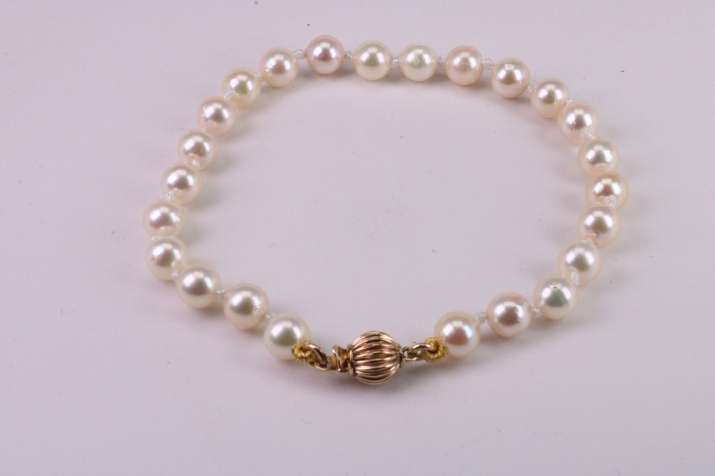 South Sea Simple 6 mm Round Natural Pearl Bracelet set with Solid Yellow Gold Lock