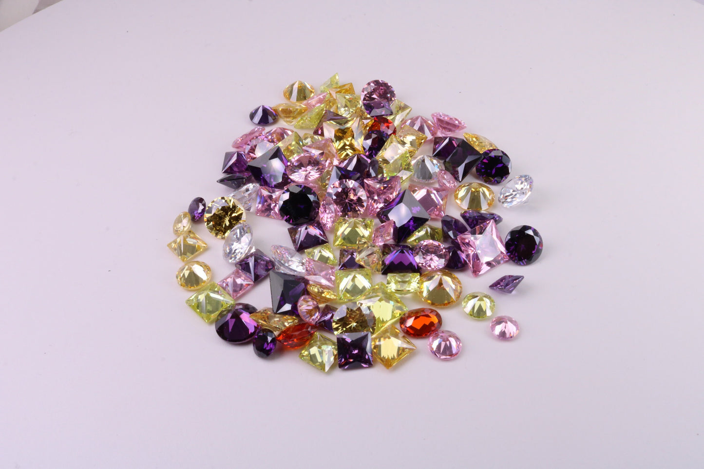 Assorted Pack of 100 AAA Grade Cubic Zirconia, Top Colour and Luster, Assorted Sizes, Shapes and Colours