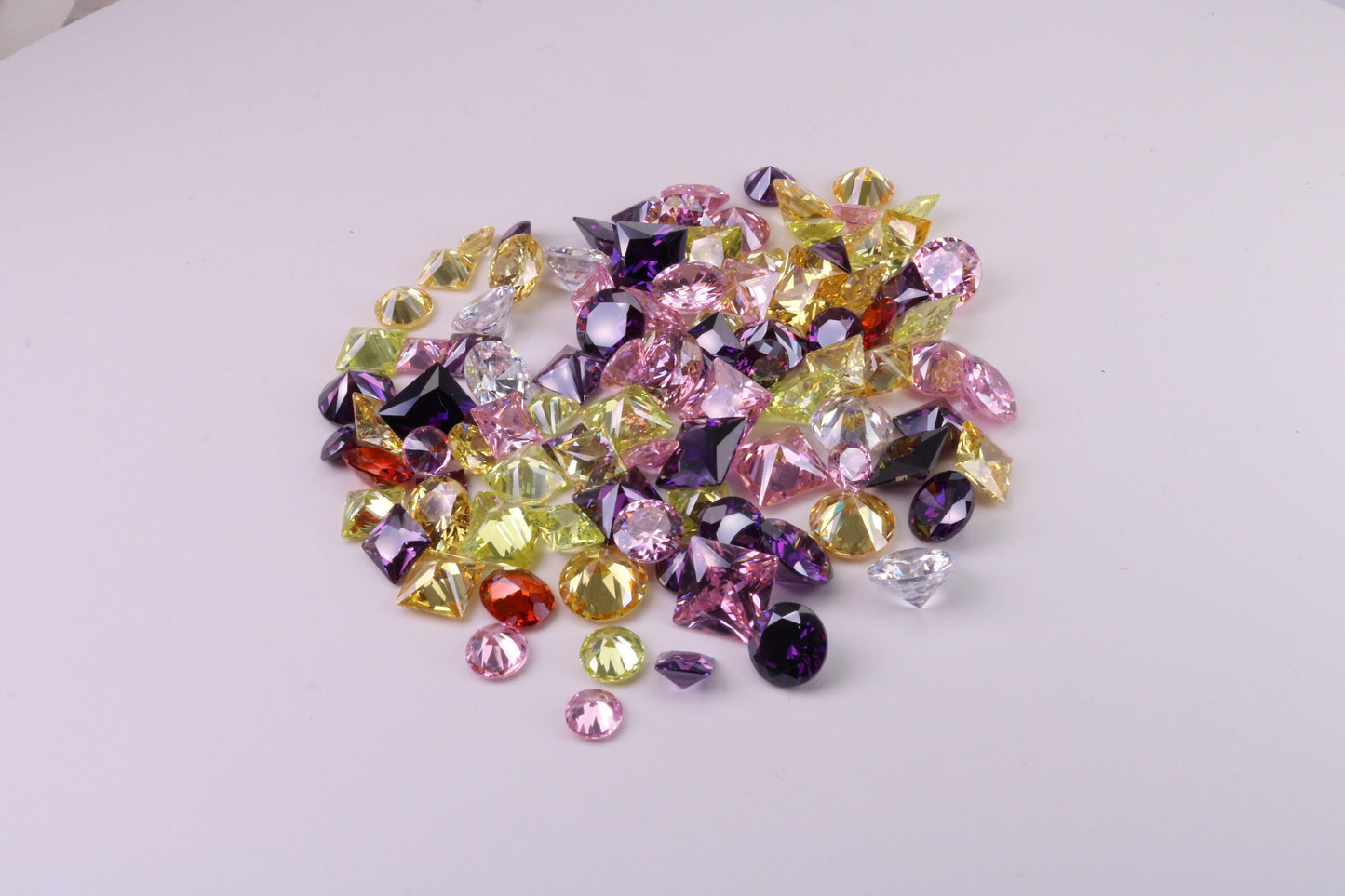 Assorted Pack of 100 AAA Grade Cubic Zirconia, Top Colour and Luster, Assorted Sizes, Shapes and Colours