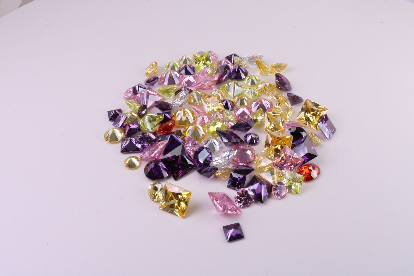Assorted Pack of 100 AAA Grade Cubic Zirconia, Top Colour and Luster, Assorted Sizes, Shapes and Colours