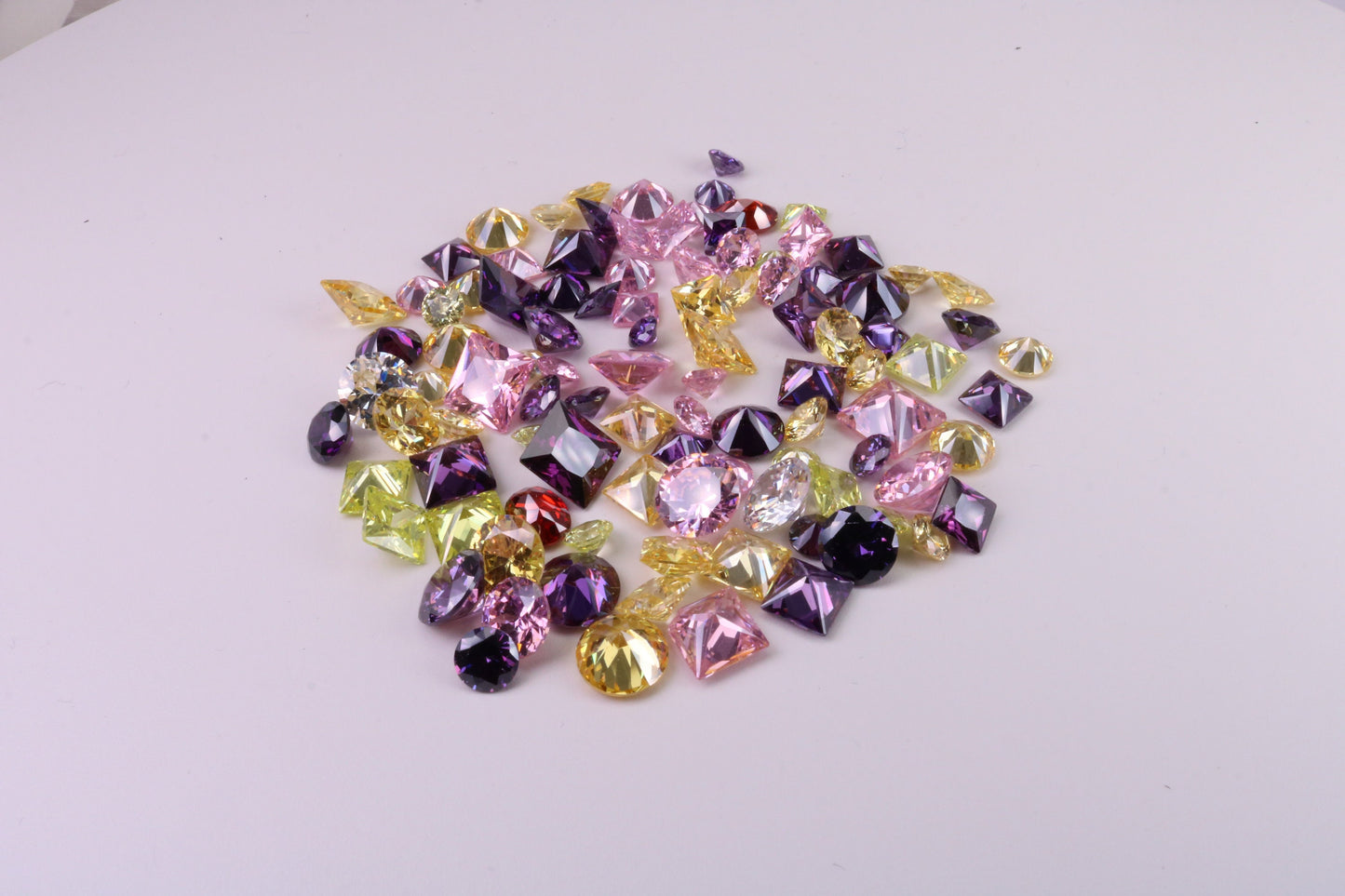 Assorted Pack of 100 AAA Grade Cubic Zirconia, Top Colour and Luster, Assorted Sizes, Shapes and Colours
