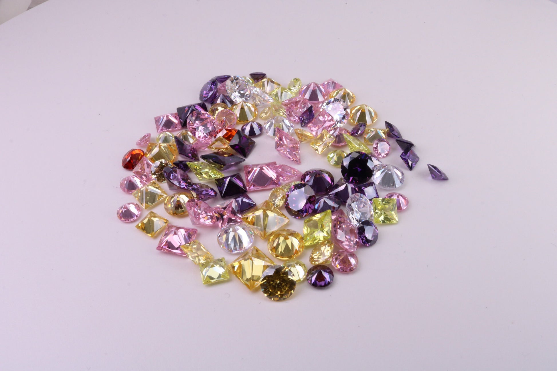 Assorted Pack of 100 AAA Grade Cubic Zirconia, Top Colour and Luster, Assorted Sizes, Shapes and Colours