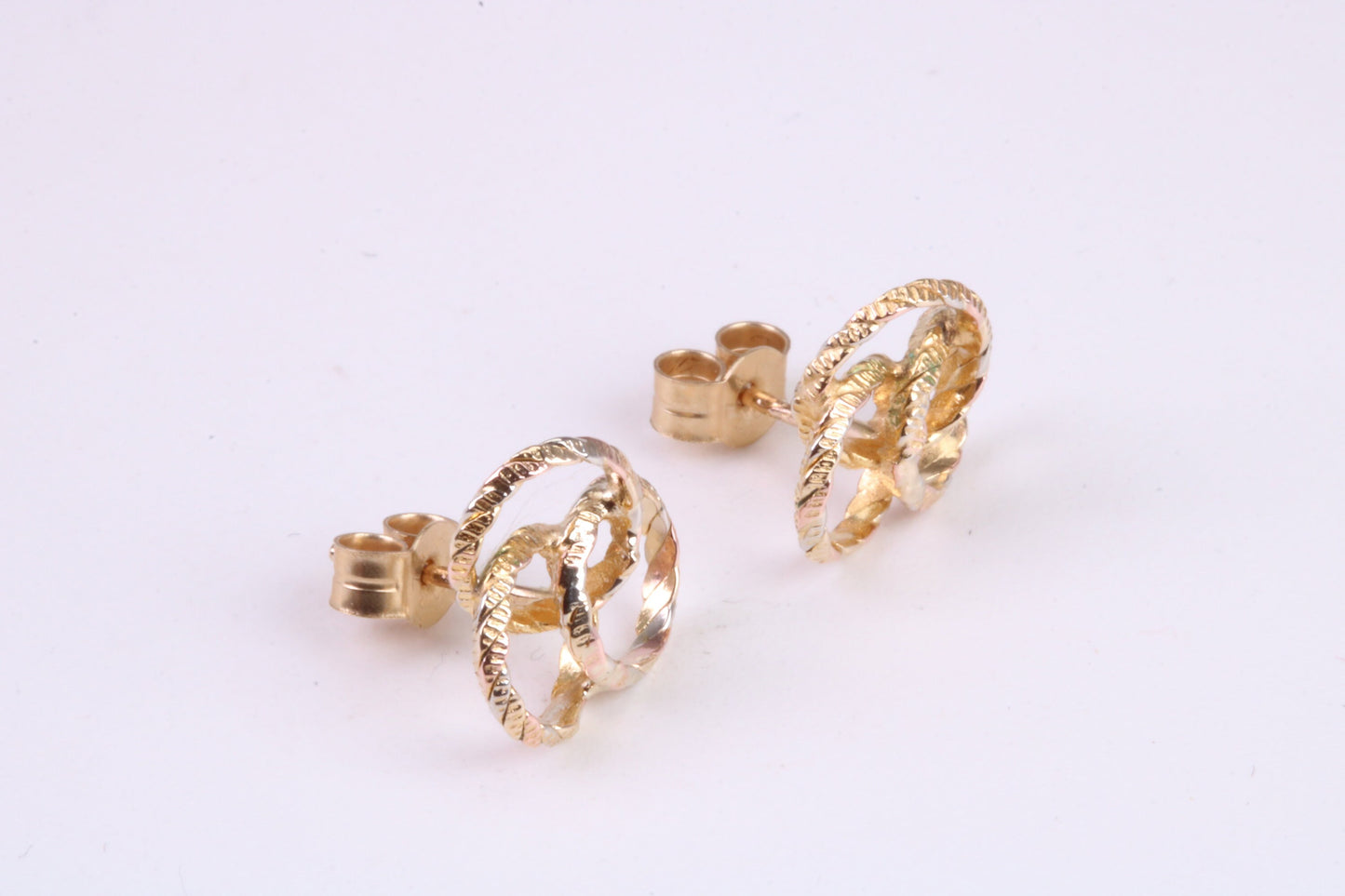 10 mm Round Triple Hoop Stud Earrings Made from Yellow Gold