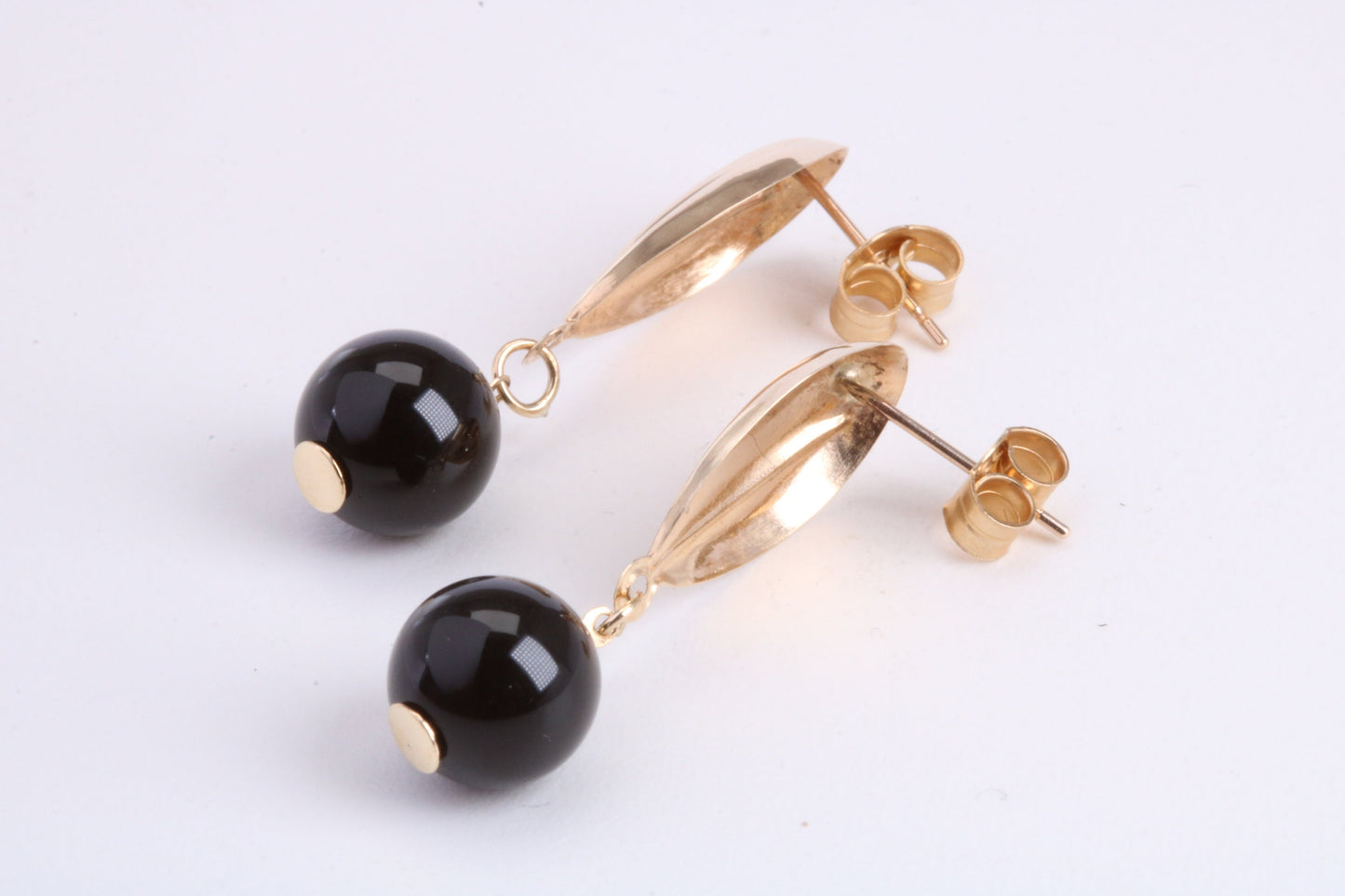 Onyx Dropper Earrings Made from 9ct Yellow Gold
