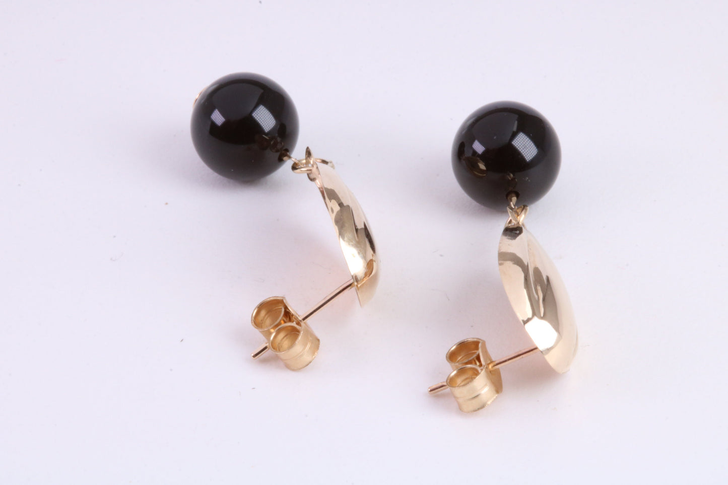 Onyx Dropper Earrings Made from 9ct Yellow Gold
