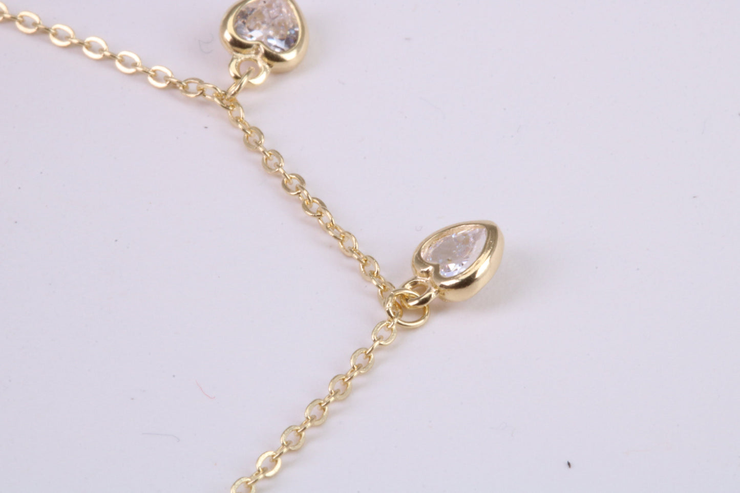Dainty Love Hearts Bracelet, With Length Adjustable Chain, Made from solid Sterling Silver and Further 18ct Yellow Gold Plated