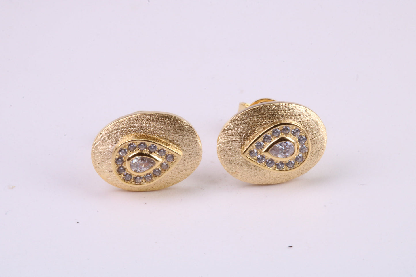 Stud Earrings set with Emerald cut C Z, Very Dressy, Made from Solid 925 Grade Sterling Silver and 18ct Yellow Gold Plated