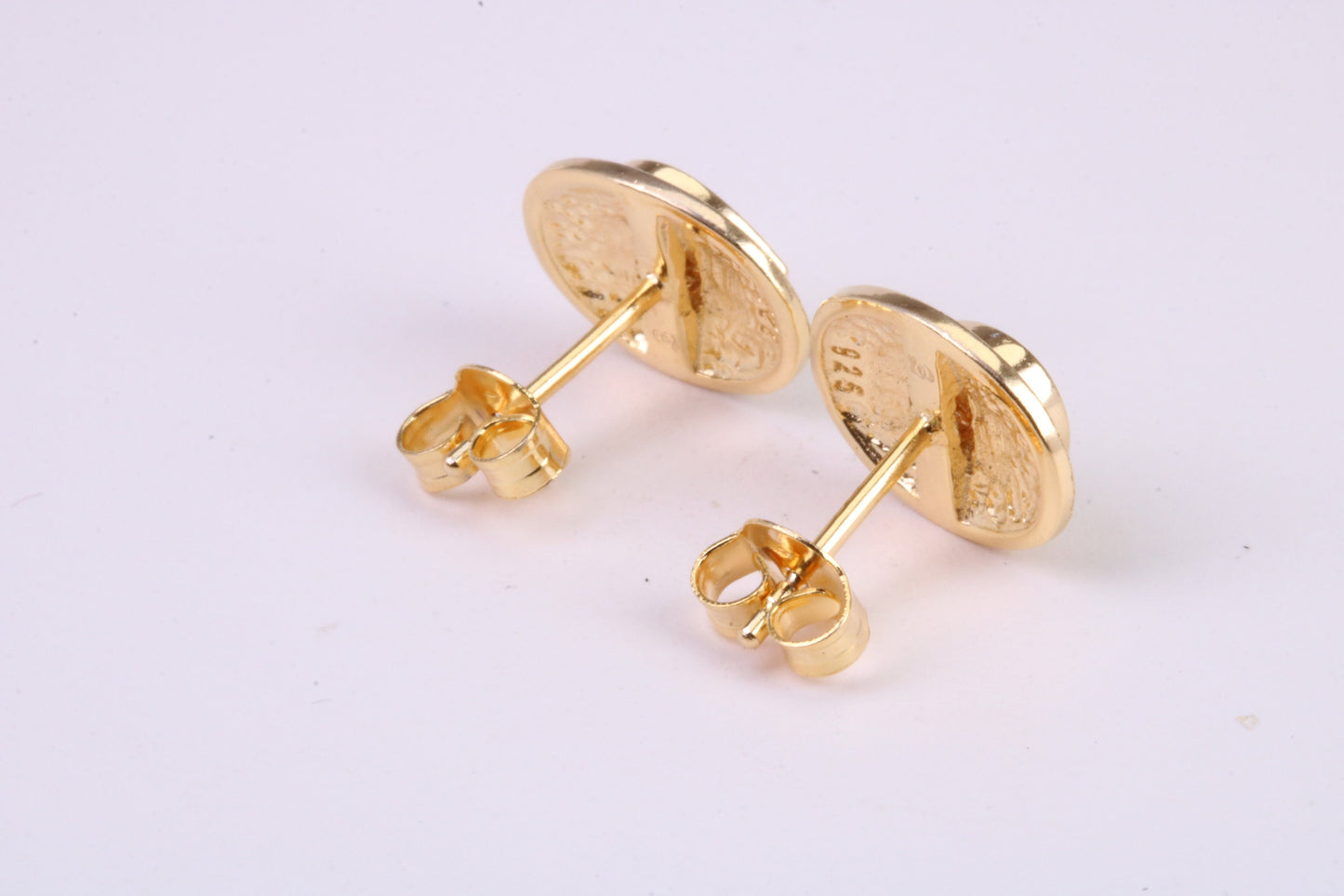 Stud Earrings set with Emerald cut C Z, Very Dressy, Made from Solid 925 Grade Sterling Silver and 18ct Yellow Gold Plated