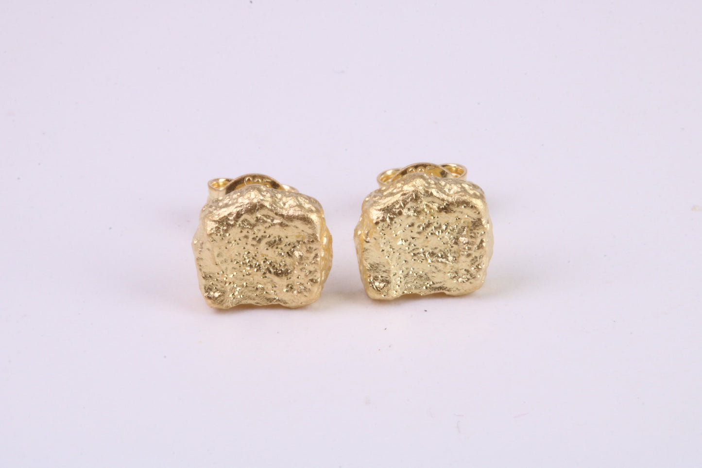 Gold Nugget Stud Earrings, Very Dressy, Made from Solid 925 Grade Sterling Silver and 18ct Yellow Gold Plated