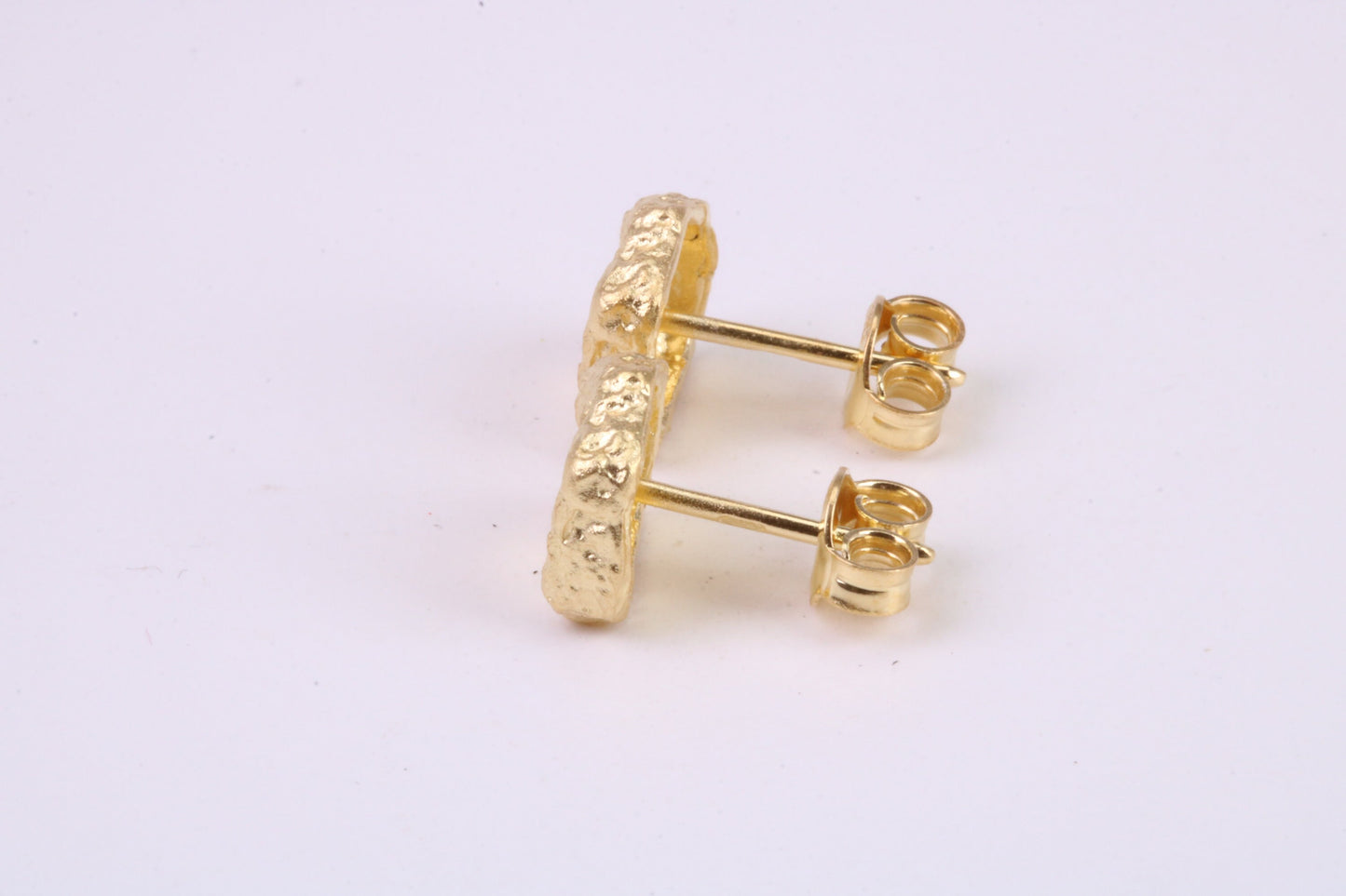 Gold Nugget Stud Earrings, Very Dressy, Made from Solid 925 Grade Sterling Silver and 18ct Yellow Gold Plated