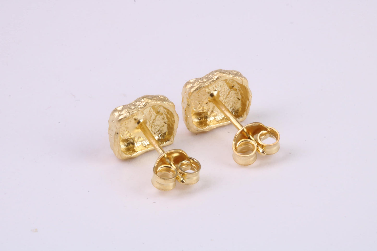 Gold Nugget Stud Earrings, Very Dressy, Made from Solid 925 Grade Sterling Silver and 18ct Yellow Gold Plated