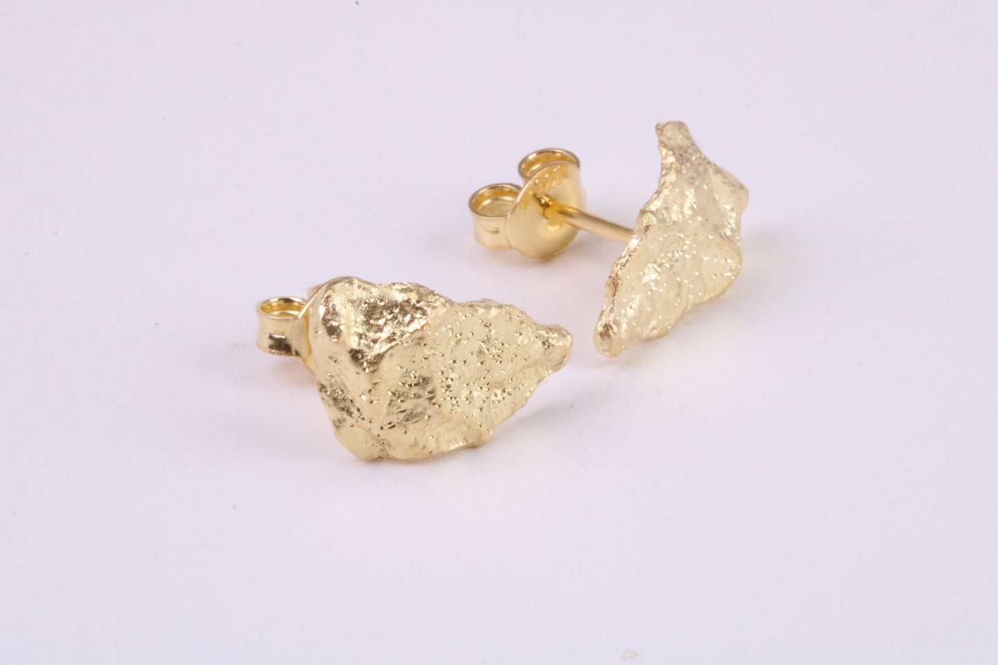 Gold Nugget Stud Earrings, Very Dressy, Made from Solid 925 Grade Sterling Silver and 18ct Yellow Gold Plated