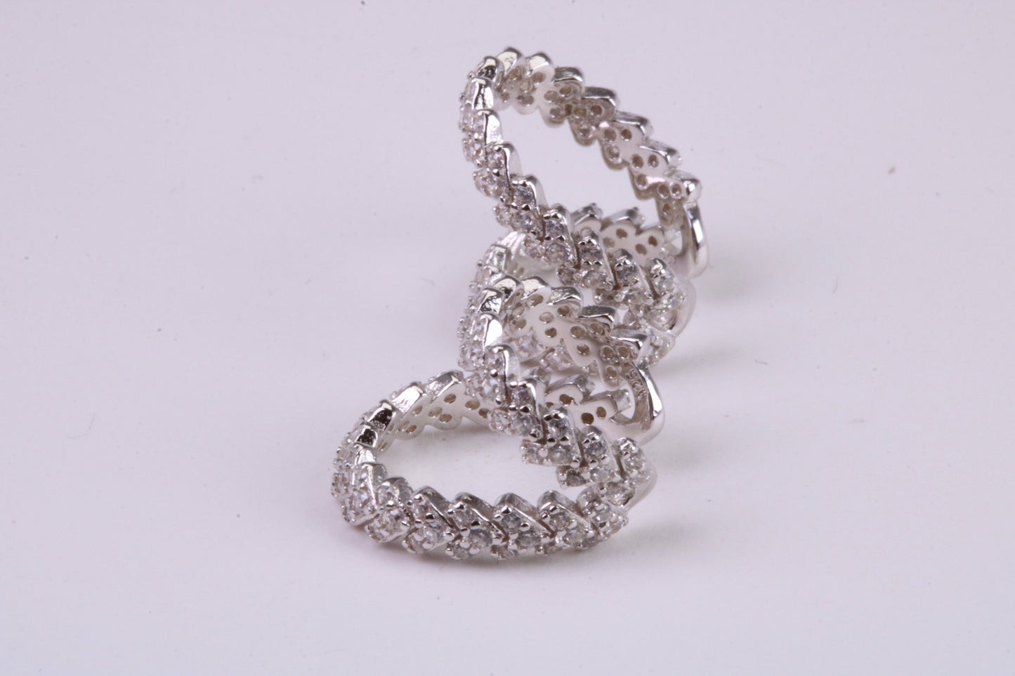 Diamond White Cubic Zirconia set Half Hoop Earrings, Very Dressy, Made from Solid 925 Grade Sterling Silver