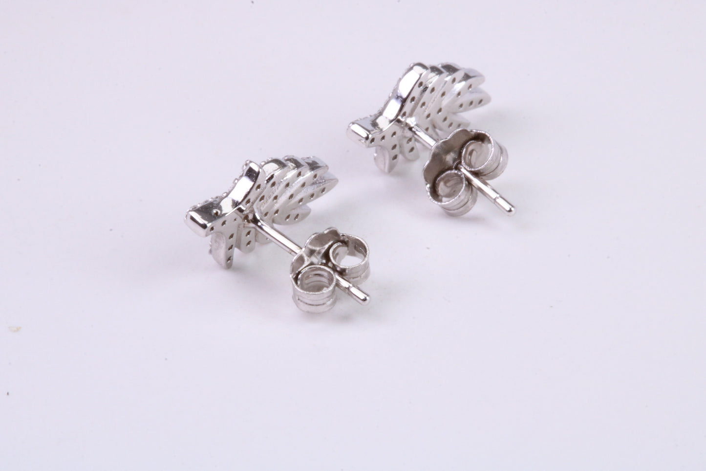 Leaf Design Stud Earrings, Very Dressy, Made from Solid 925 Grade Sterling Silver and Diamond White C Z