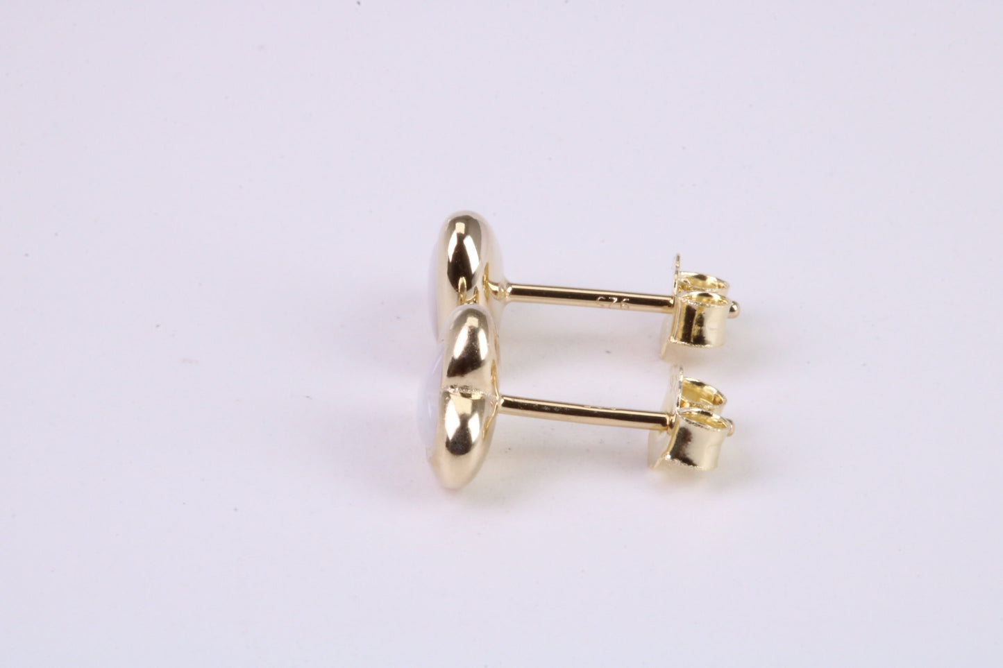 Love Heart Mother of Pearl set Stud Earrings, Made from Solid 925 Grade Sterling Silver and 18ct Yellow Gold Plated