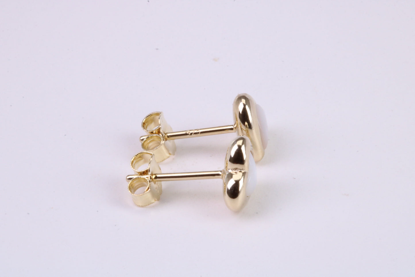 Love Heart Mother of Pearl set Stud Earrings, Made from Solid 925 Grade Sterling Silver and 18ct Yellow Gold Plated