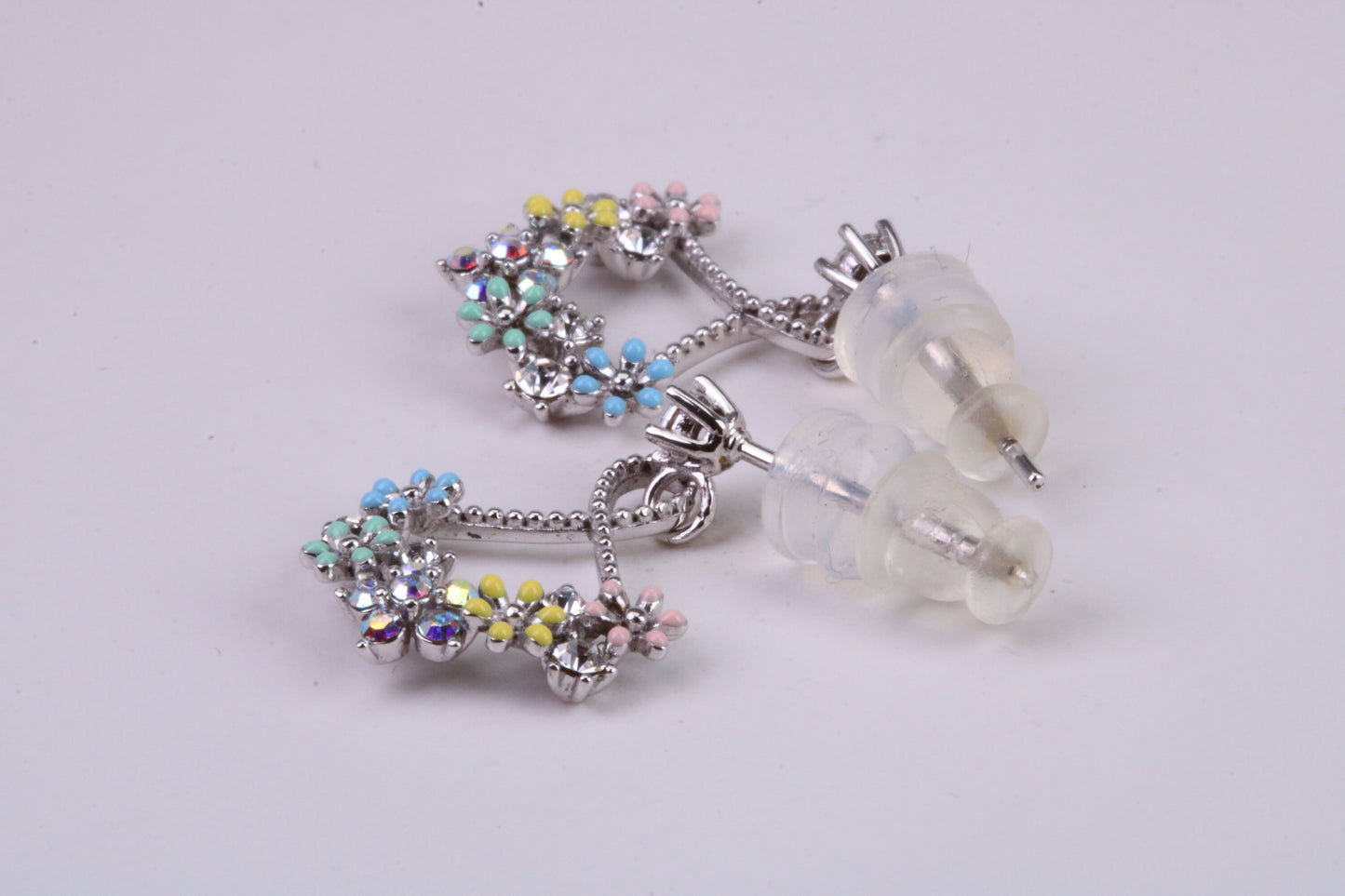 Rainbow Dropper Earrings Made from 925 Grade Sterling Silver