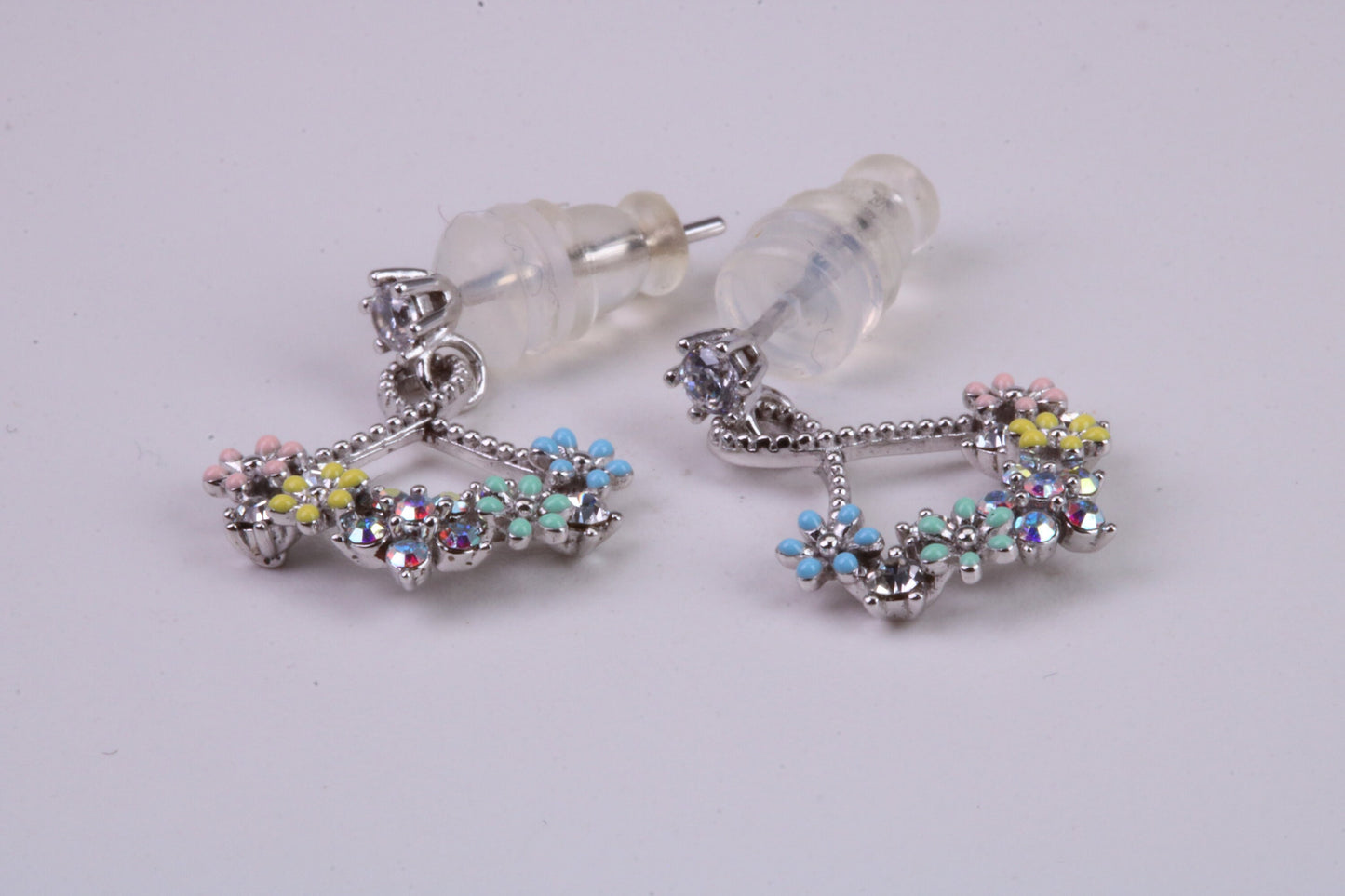 Rainbow Dropper Earrings Made from 925 Grade Sterling Silver